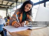 Student studying with laptop